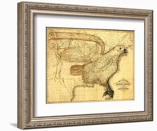 Eagle Superimposed on the United States - Panoramic Map-Lantern Press-Framed Art Print