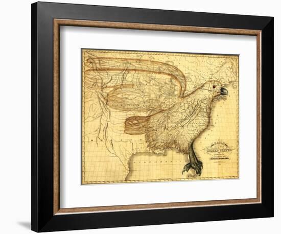 Eagle Superimposed on the United States - Panoramic Map-Lantern Press-Framed Art Print