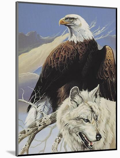 Eagle & Wolf-unknown Ampel-Mounted Art Print