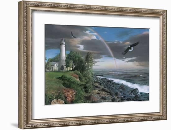 Eagles with Lighthouse-Kevin Daniel-Framed Giclee Print