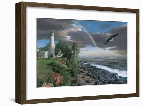 Eagles with Lighthouse-Kevin Daniel-Framed Giclee Print