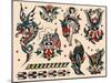 Eagles & Women, Authentic U.S. Navy Tattoo Flash by Norman Collins, aka, Sailor Jerry-null-Mounted Art Print