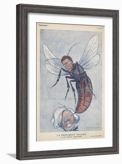 Eamonn De Valera Irish Statesman Depicted as a Wasp Stinging English Premier Lloyd George-Barrere-Framed Art Print