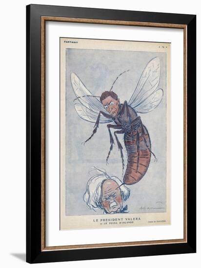 Eamonn De Valera Irish Statesman Depicted as a Wasp Stinging English Premier Lloyd George-Barrere-Framed Art Print