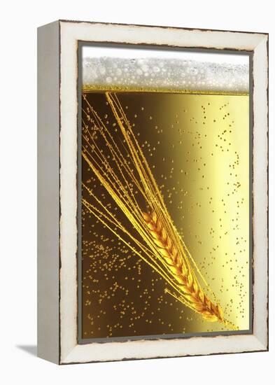 Ear of Barley in Beer (Close-Up)-Bodo A^ Schieren-Framed Premier Image Canvas