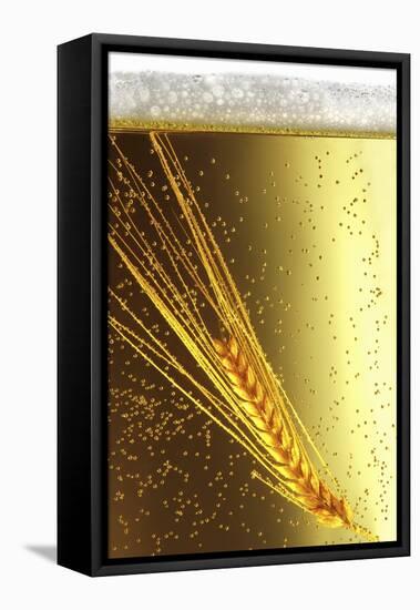 Ear of Barley in Beer (Close-Up)-Bodo A^ Schieren-Framed Premier Image Canvas