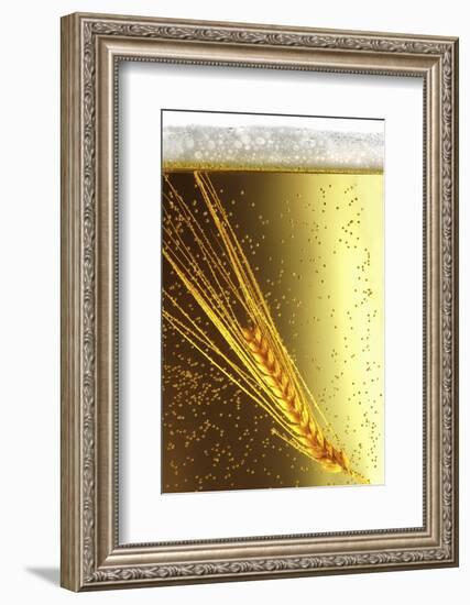 Ear of Barley in Beer (Close-Up)-Bodo A^ Schieren-Framed Photographic Print