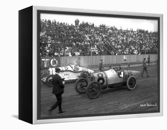 Earl Cooper and Eddie Hearne Driving Racing Cars, Tacoma Speedway (July 4, 1918)-Marvin Boland-Framed Premier Image Canvas