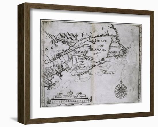 Early 17th-Century Map of the North American Coast from Cape Cod to Newfoundland-null-Framed Giclee Print