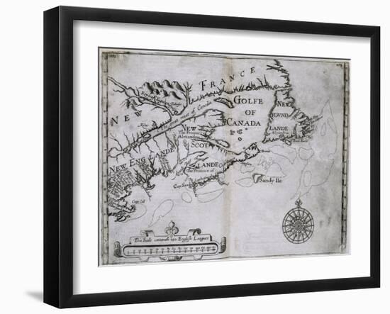 Early 17th-Century Map of the North American Coast from Cape Cod to Newfoundland-null-Framed Giclee Print