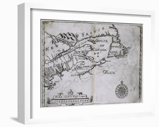 Early 17th-Century Map of the North American Coast from Cape Cod to Newfoundland-null-Framed Giclee Print