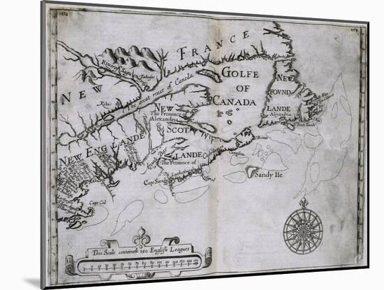 Early 17th-Century Map of the North American Coast from Cape Cod to Newfoundland-null-Mounted Giclee Print