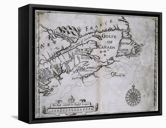 Early 17th-Century Map of the North American Coast from Cape Cod to Newfoundland-null-Framed Premier Image Canvas