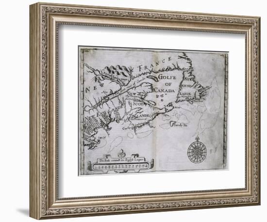 Early 17th-Century Map of the North American Coast from Cape Cod to Newfoundland-null-Framed Giclee Print