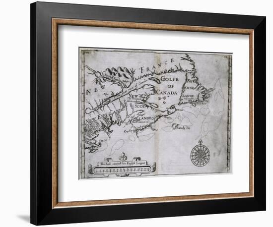 Early 17th-Century Map of the North American Coast from Cape Cod to Newfoundland-null-Framed Giclee Print