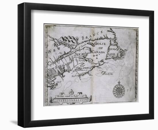 Early 17th-Century Map of the North American Coast from Cape Cod to Newfoundland-null-Framed Giclee Print