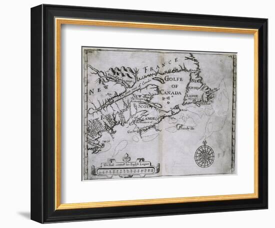 Early 17th-Century Map of the North American Coast from Cape Cod to Newfoundland-null-Framed Giclee Print