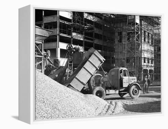 Early 1950S Bedford M Tipper Delivering Aggregates to a Building Site, South Yorkshire, July 1954-Michael Walters-Framed Premier Image Canvas