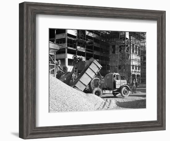 Early 1950S Bedford M Tipper Delivering Aggregates to a Building Site, South Yorkshire, July 1954-Michael Walters-Framed Photographic Print