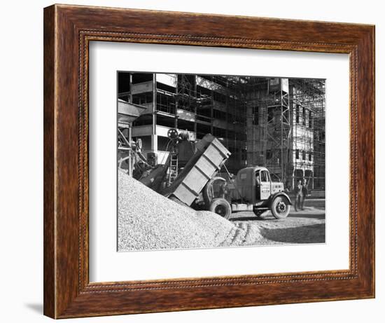 Early 1950S Bedford M Tipper Delivering Aggregates to a Building Site, South Yorkshire, July 1954-Michael Walters-Framed Photographic Print