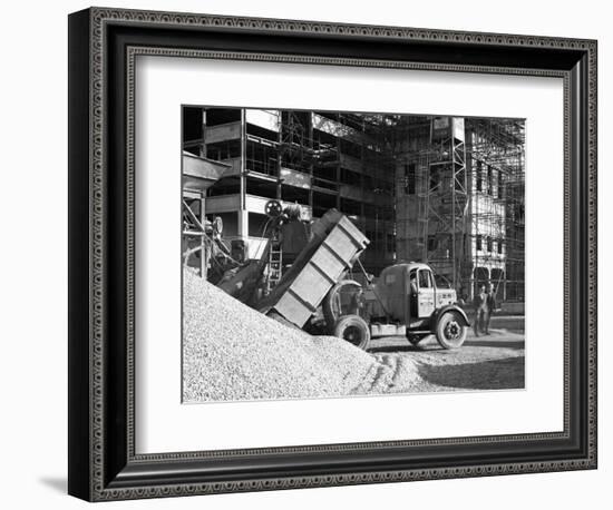 Early 1950S Bedford M Tipper Delivering Aggregates to a Building Site, South Yorkshire, July 1954-Michael Walters-Framed Photographic Print