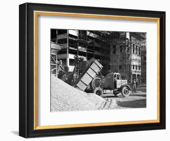 Early 1950S Bedford M Tipper Delivering Aggregates to a Building Site, South Yorkshire, July 1954-Michael Walters-Framed Photographic Print