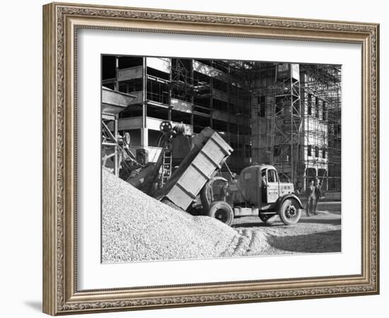 Early 1950S Bedford M Tipper Delivering Aggregates to a Building Site, South Yorkshire, July 1954-Michael Walters-Framed Photographic Print