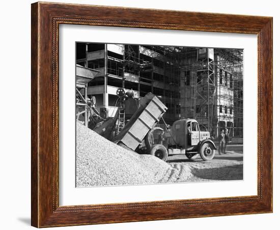 Early 1950S Bedford M Tipper Delivering Aggregates to a Building Site, South Yorkshire, July 1954-Michael Walters-Framed Photographic Print