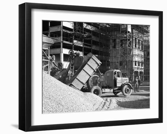 Early 1950S Bedford M Tipper Delivering Aggregates to a Building Site, South Yorkshire, July 1954-Michael Walters-Framed Photographic Print