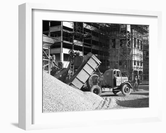 Early 1950S Bedford M Tipper Delivering Aggregates to a Building Site, South Yorkshire, July 1954-Michael Walters-Framed Photographic Print