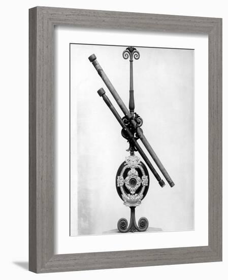 Early 20X Refractor Telescope Built by Galileo with Which He Discovered Moons Orbiting Jupiter-null-Framed Photographic Print