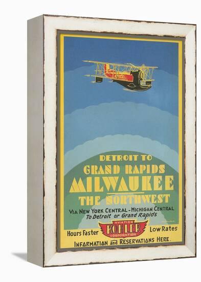 Early Ad for Midwestern Air Travel-null-Framed Stretched Canvas