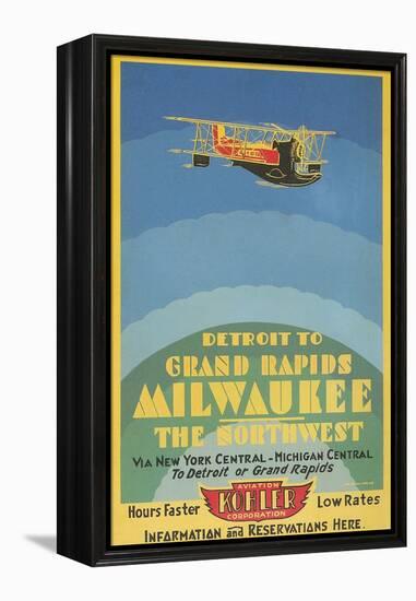 Early Ad for Midwestern Air Travel-null-Framed Stretched Canvas