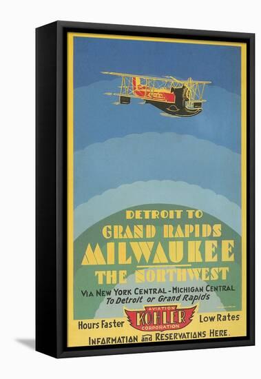 Early Ad for Midwestern Air Travel-null-Framed Stretched Canvas