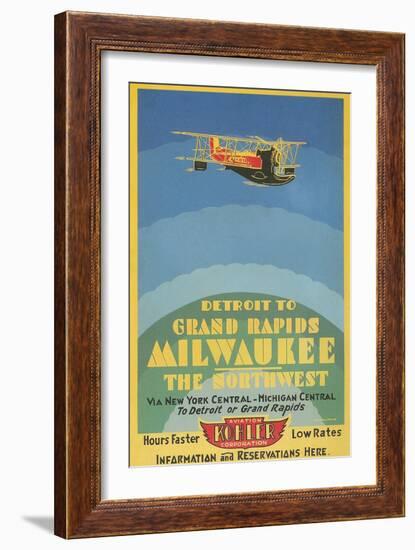 Early Ad for Midwestern Air Travel-null-Framed Art Print