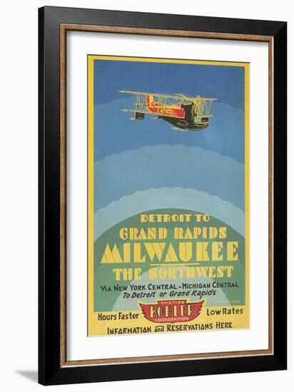 Early Ad for Midwestern Air Travel-null-Framed Art Print