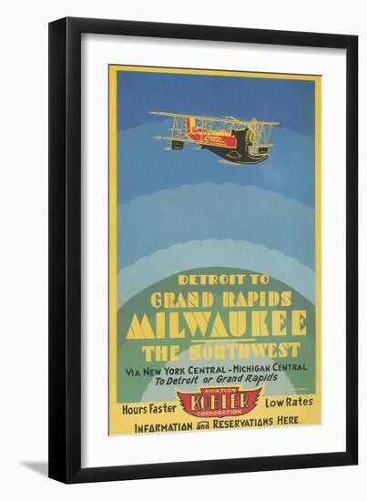 Early Ad for Midwestern Air Travel-null-Framed Art Print