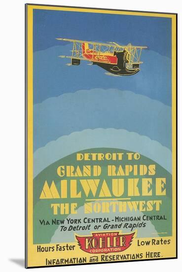 Early Ad for Midwestern Air Travel-null-Mounted Art Print