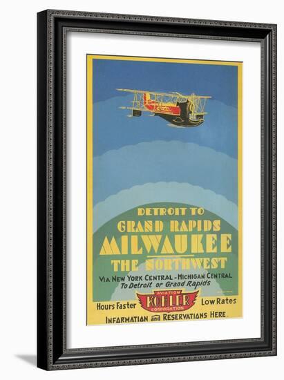 Early Ad for Midwestern Air Travel-null-Framed Art Print