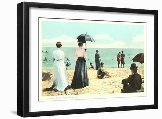 Early Beach Scene, Palm Beach, Florida-null-Framed Art Print