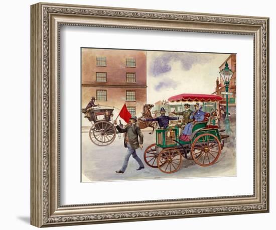 Early Car, with Man with a Flag-Peter Jackson-Framed Giclee Print