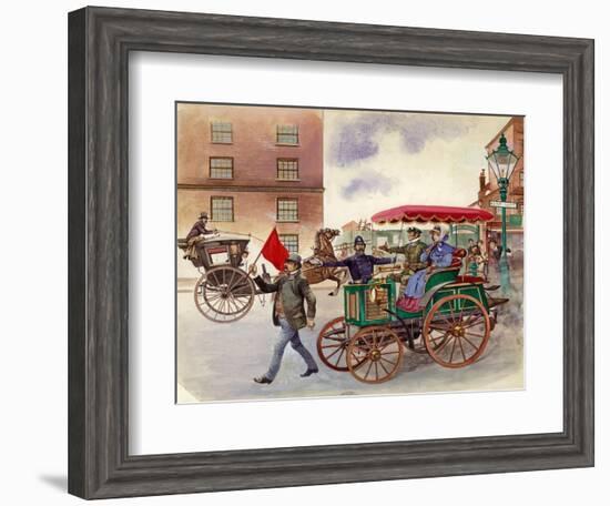 Early Car, with Man with a Flag-Peter Jackson-Framed Giclee Print