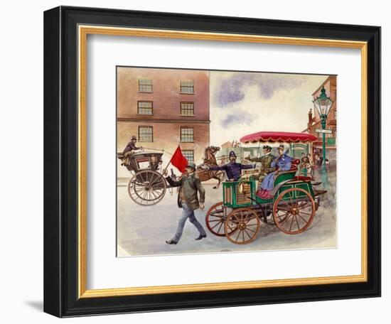 Early Car, with Man with a Flag-Peter Jackson-Framed Giclee Print