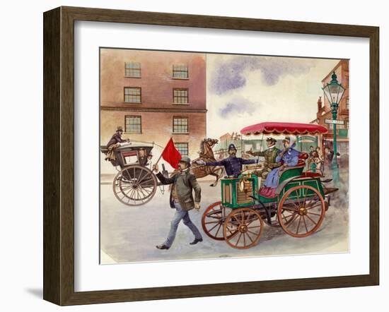 Early Car, with Man with a Flag-Peter Jackson-Framed Giclee Print