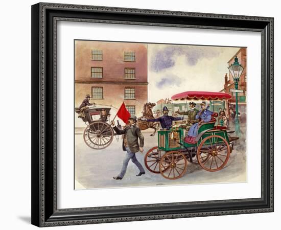 Early Car, with Man with a Flag-Peter Jackson-Framed Giclee Print