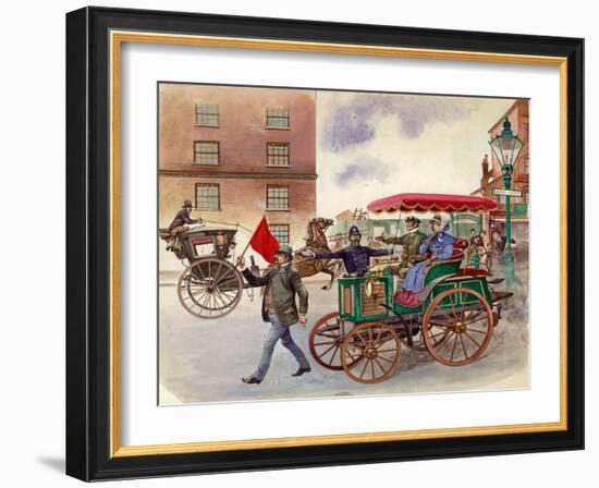 Early Car, with Man with a Flag-Peter Jackson-Framed Giclee Print