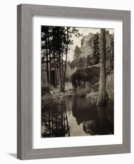 Early Carvings at Mount Rushmore-George Rinhart-Framed Photographic Print