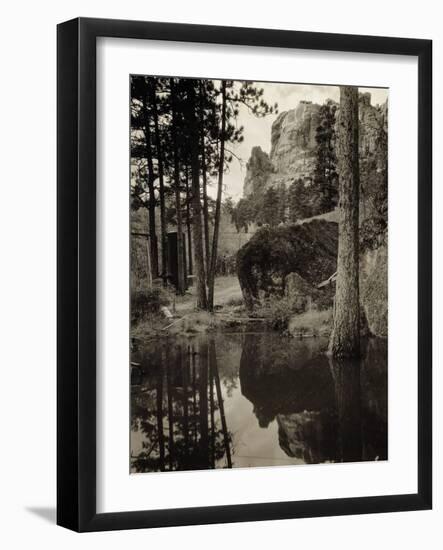 Early Carvings at Mount Rushmore-George Rinhart-Framed Photographic Print