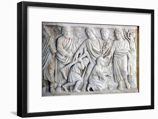 Early Christian Sarcophagus of Christ healing the sick, 4th century-Unknown-Framed Giclee Print