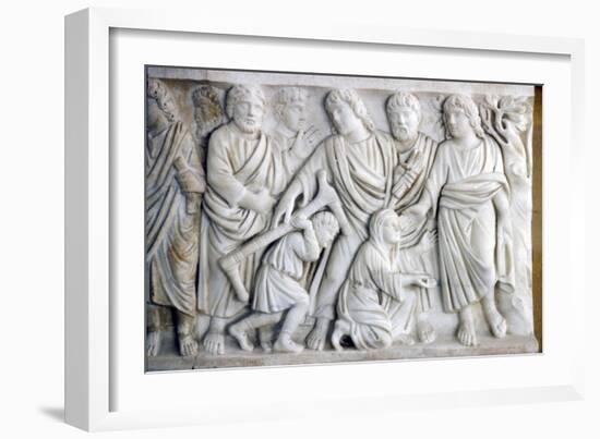 Early Christian Sarcophagus of Christ healing the sick, 4th century-Unknown-Framed Giclee Print